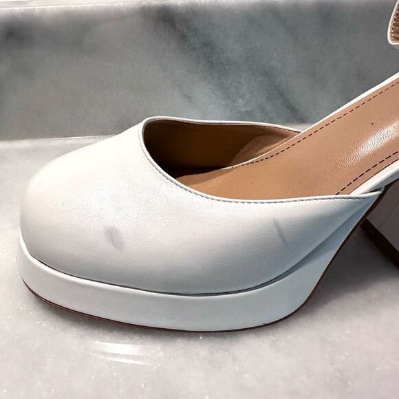 Wetkiss Ankle Buckle Strap Round Toe Platform Chunky Pump Heels White Size 9.5 - Picture 4 of 16
